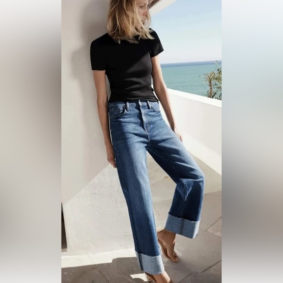 Black Label C'est Toi High Rise Folded Wide Leg Jeans Waist 26/1 - Picture 16 of 16